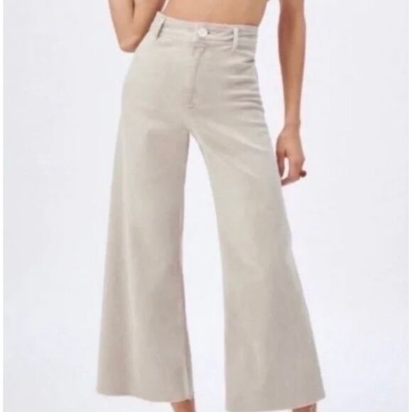 Zara Marine high rise wide leg cream jeans raw hem size 4 - Picture 11 of 11